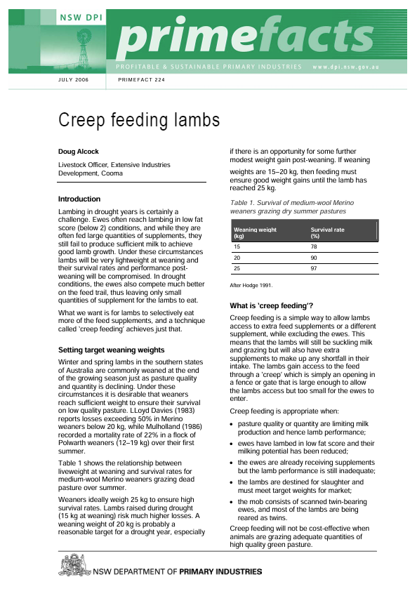 Creed Feeding Sheet